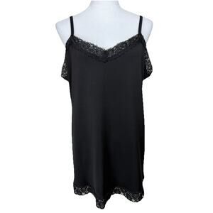 Y2K Vintage Fashion Bug Lace Trimmed Tank Top Cami Black 1X Romantic Base Layer